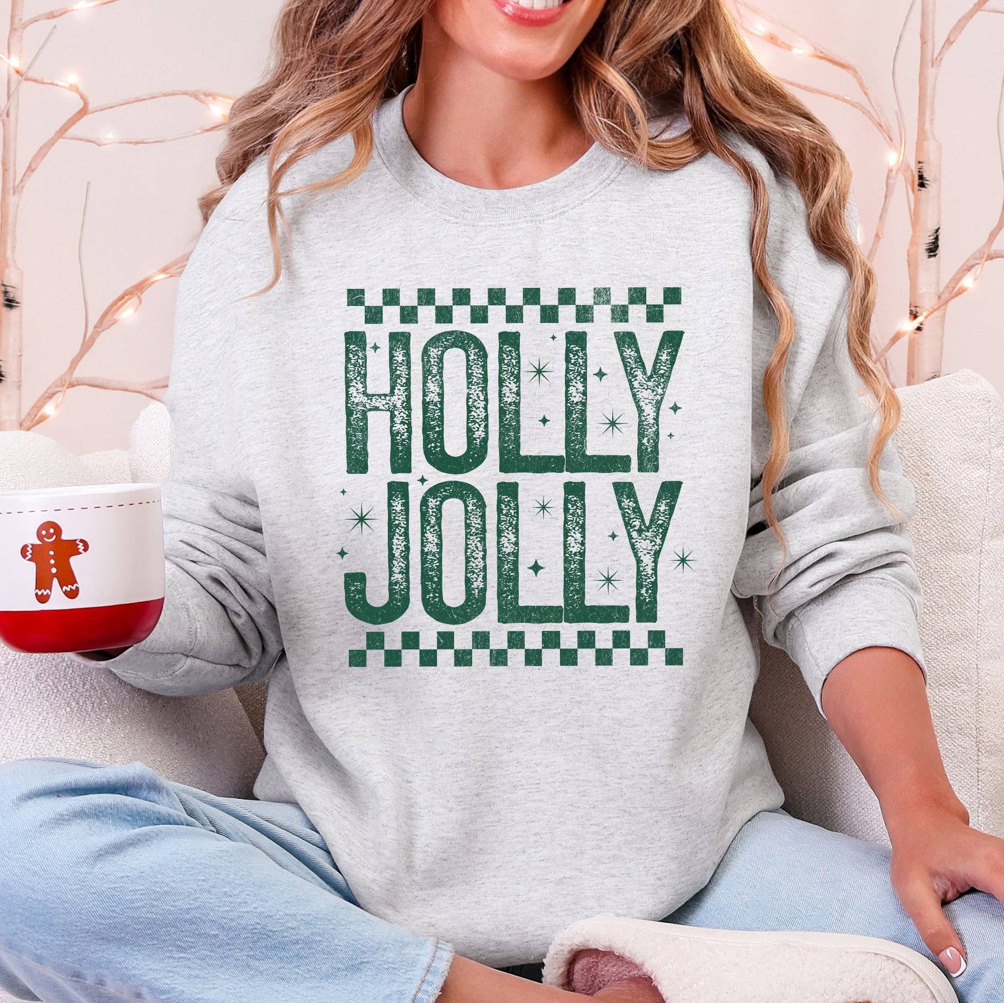 Holly Jolly, Christmas, Retro, Vintage, Cute, Sweatshirt