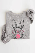 Happy Easter Rabbit Mineral Graphic Brushed Sweatshirts