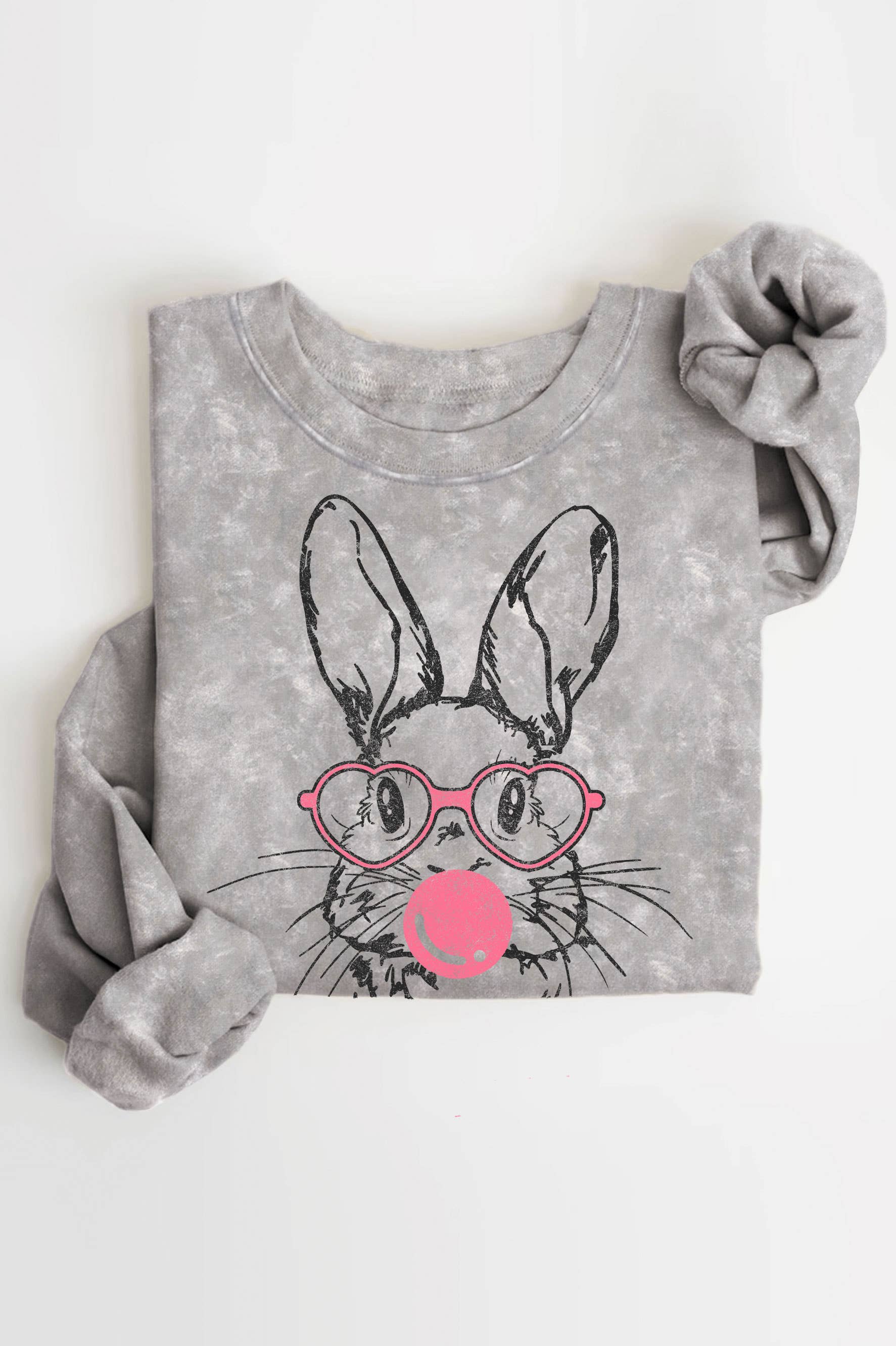 Happy Easter Rabbit Mineral Graphic Brushed Sweatshirts