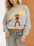 App State Cartoon Mascot Puff Gray Thrifted Sweatshirt