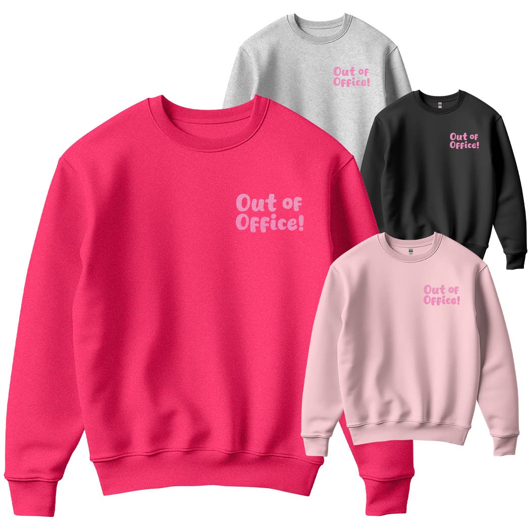 Out of Office Glitter Logo Print Fleece Sweatshirt