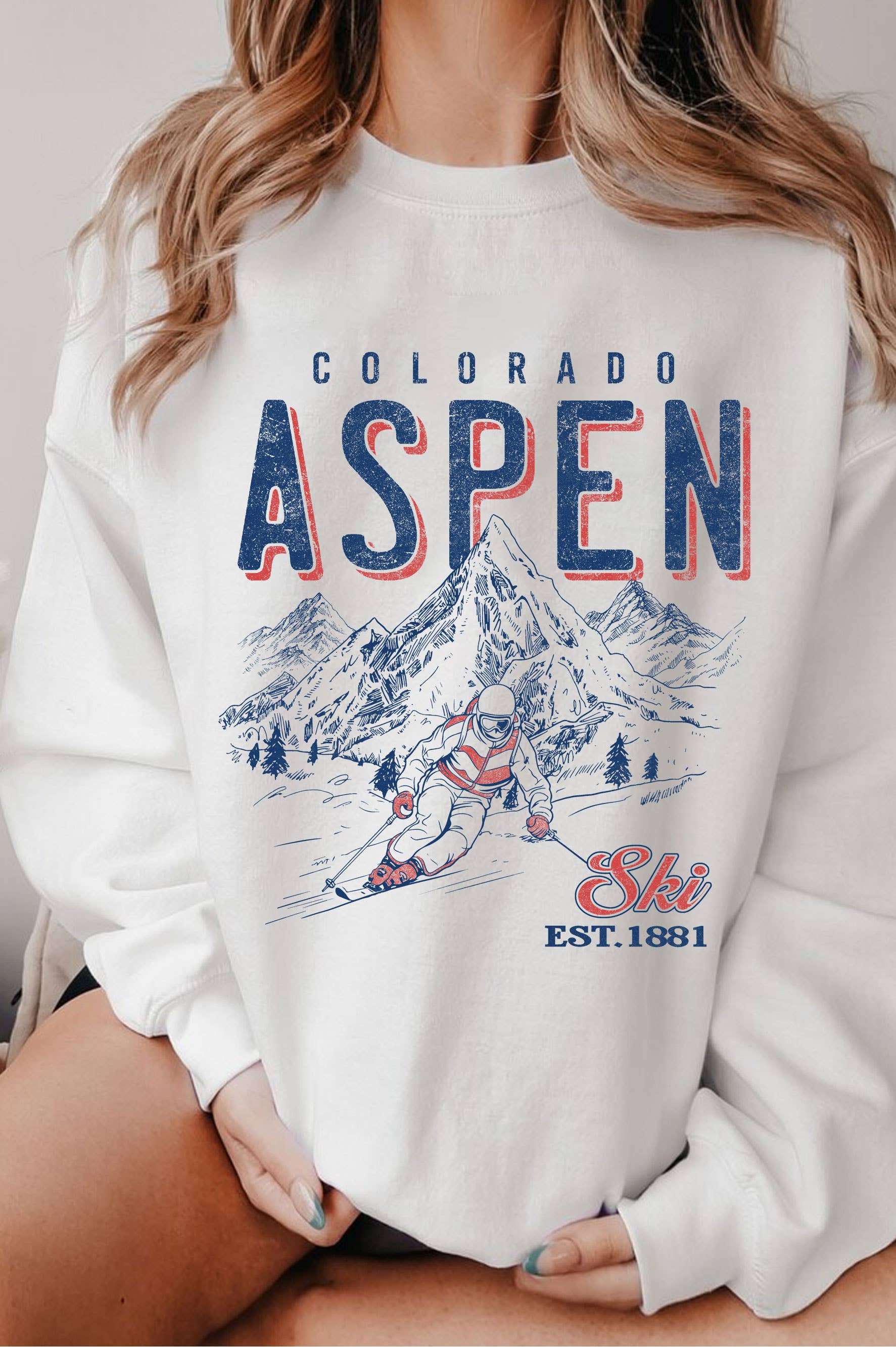 Colorado Aspen Ski Graphic Brushed Sweatshirts
