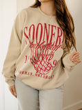 Ou Oklahoma Sooners Big Basketball Sand Thrifted Sweatshirt