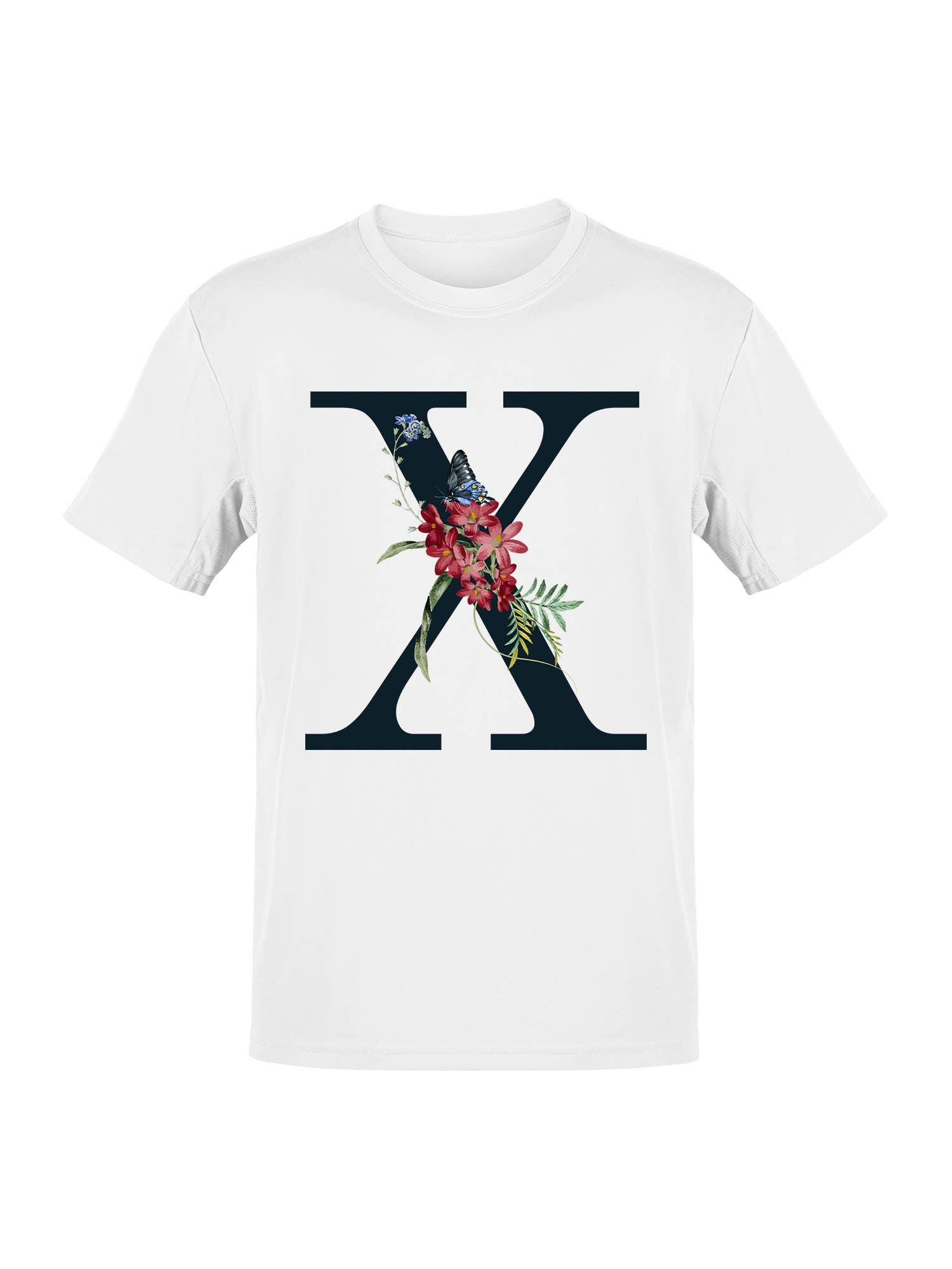 Artistic Floral Letter X with Butterfly Women's T-Shirt