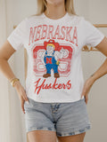 Nebraska Huskers Club Mascot White Ellie Perfect Tee