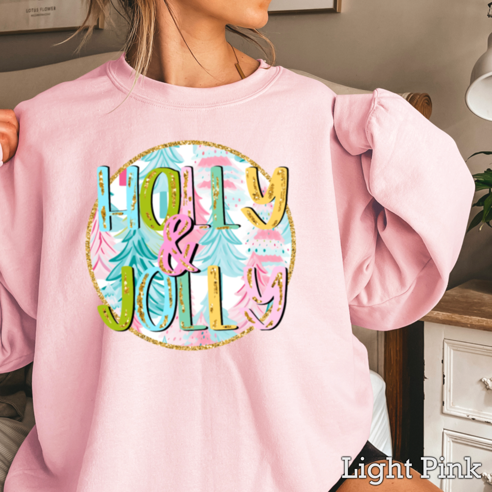 Holly and Jolly Christmas Graphic Sweatshirt Women’S