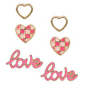 Love Checkered Heart 3 in 1 Post Earrings