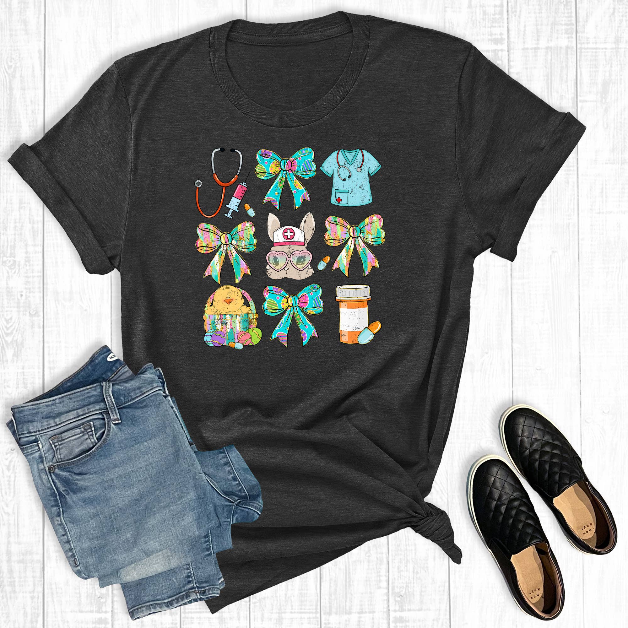 Retro Nurse Coquette Bows Graphic Tee