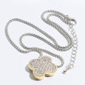 Gold Tone Outline Cz Clover Pendant Necklace
