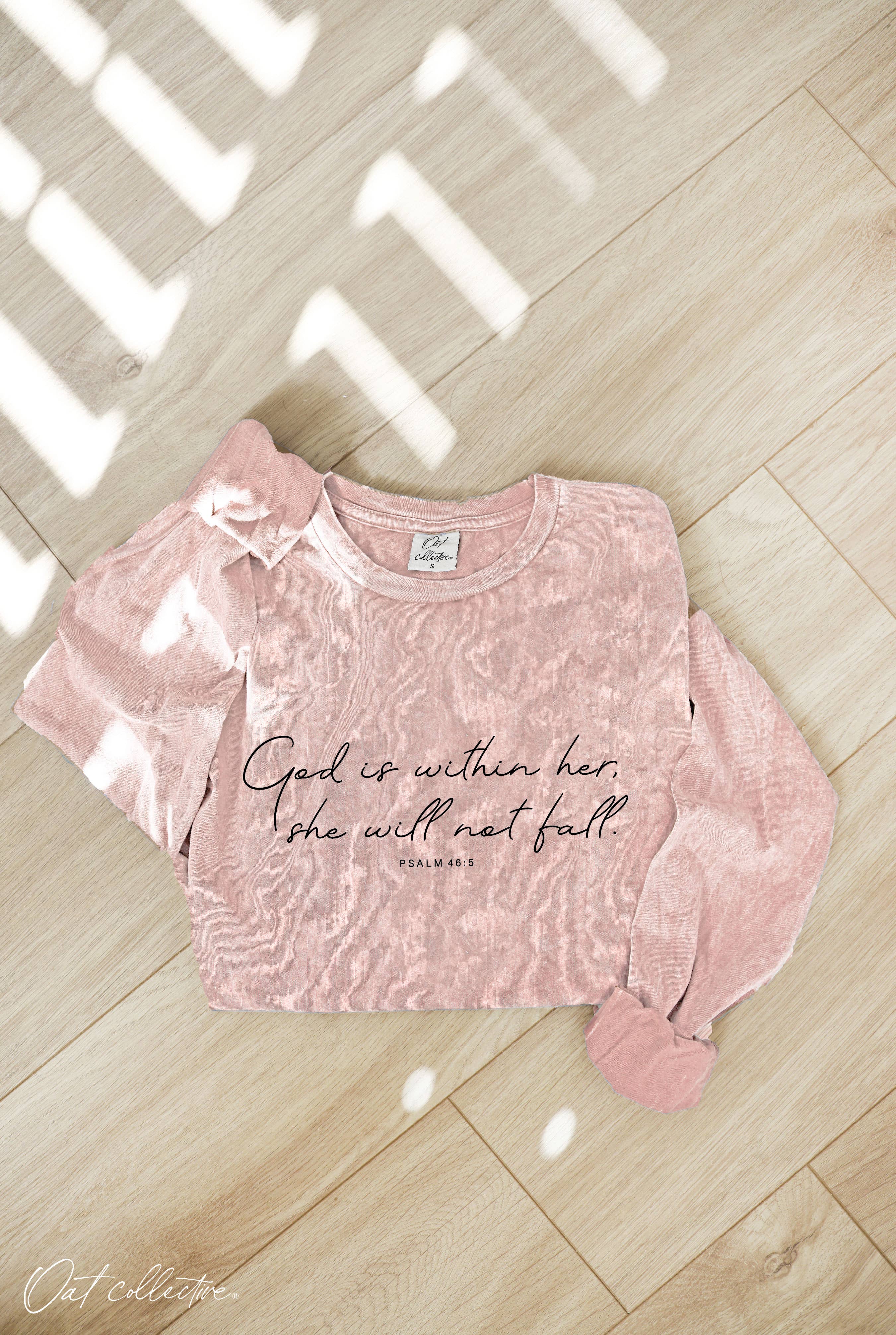 God Is Within Mineral Washed Long Sleeve Graphic