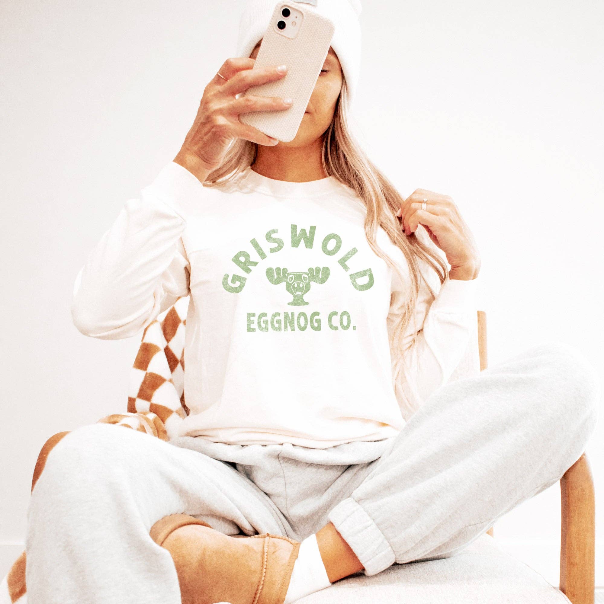 Griswold Eggnog Co. Christmas Long Sleeve Comfort Colors Tee