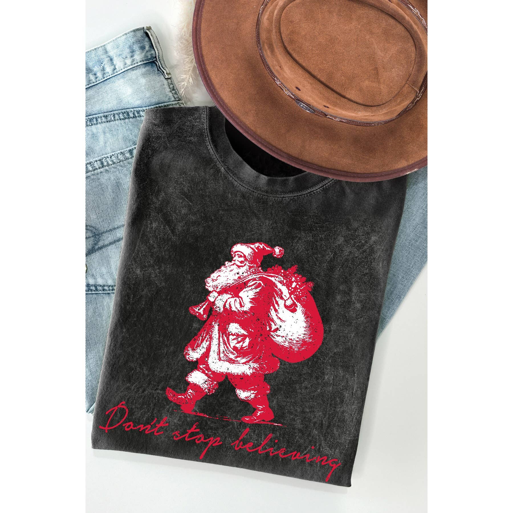Dont Stop Delivering Santa Mineral Wash T Shirt