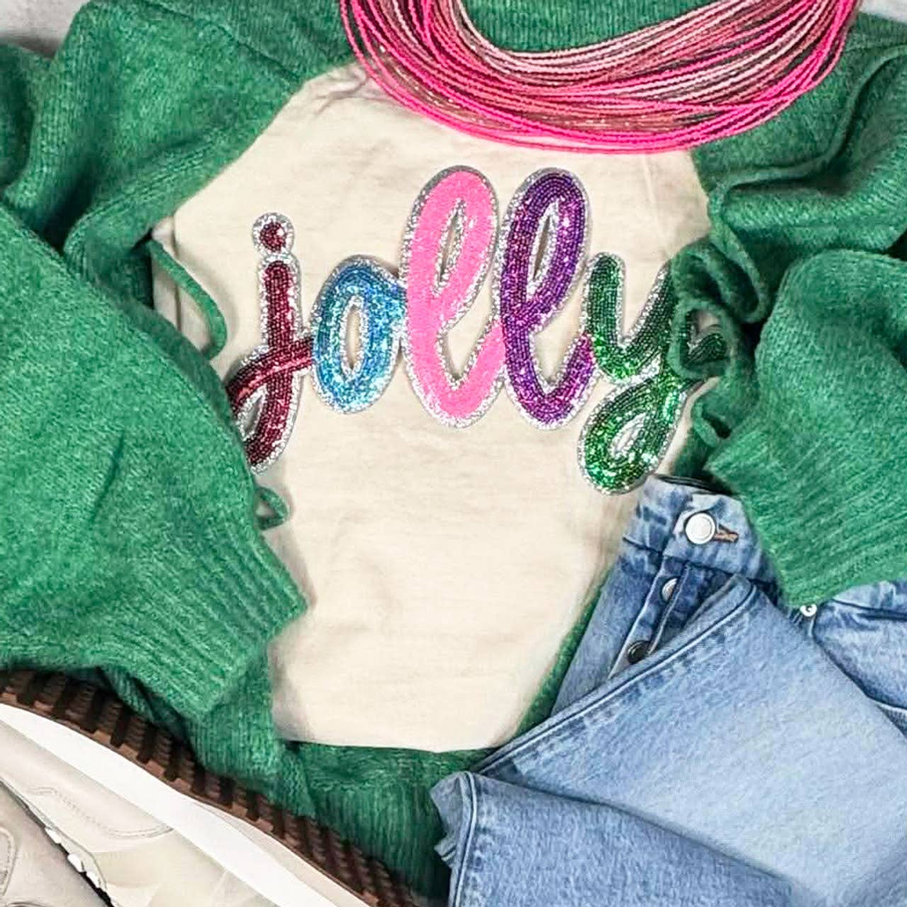 Multicolor Jolly Sequin Tee