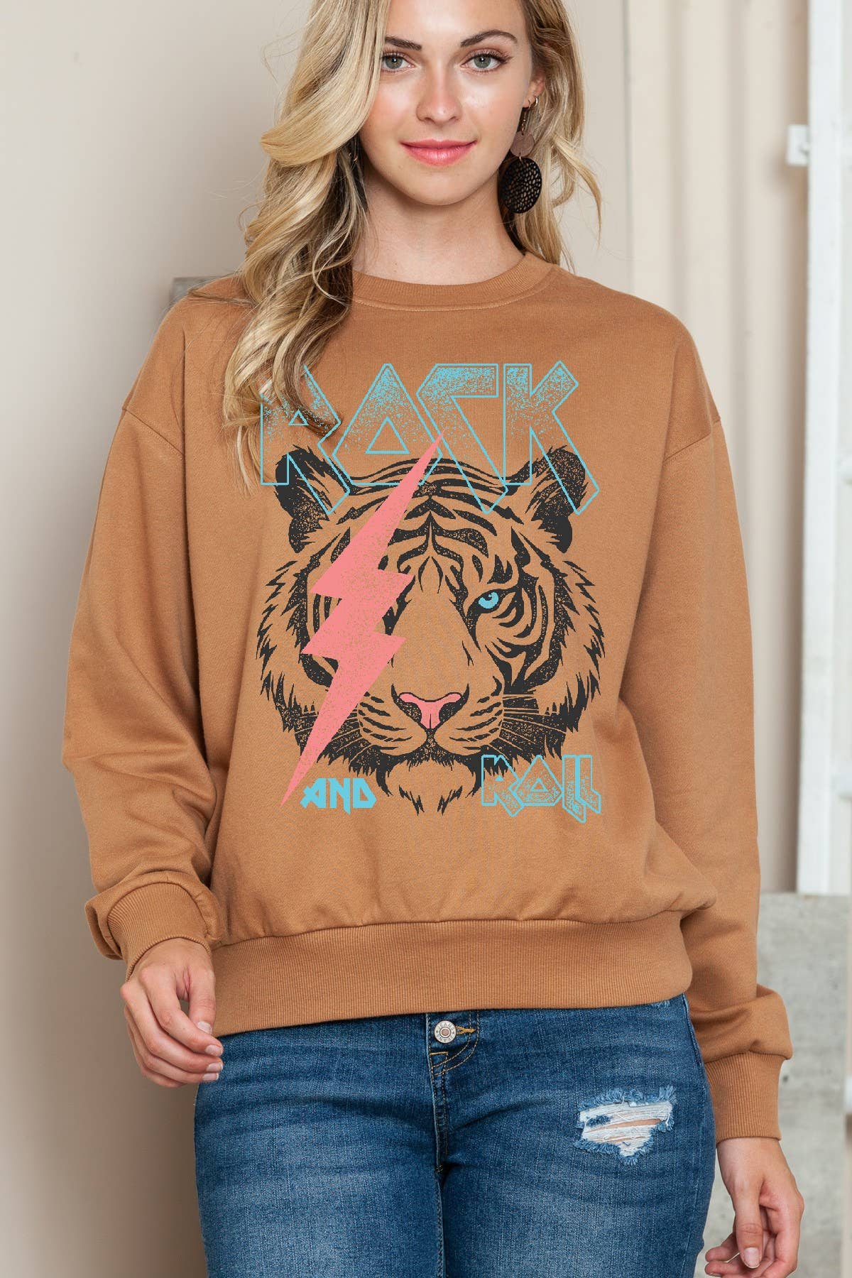 Rock N Roll Tiger Crewneck Sweatshirt