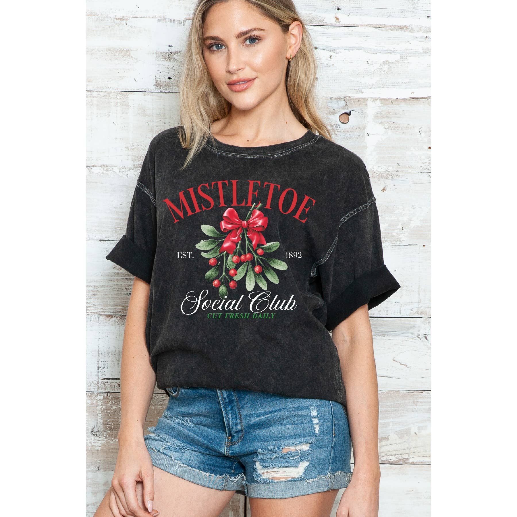 Mistletoe Social Club Oversize Mineral Wash T Shirt