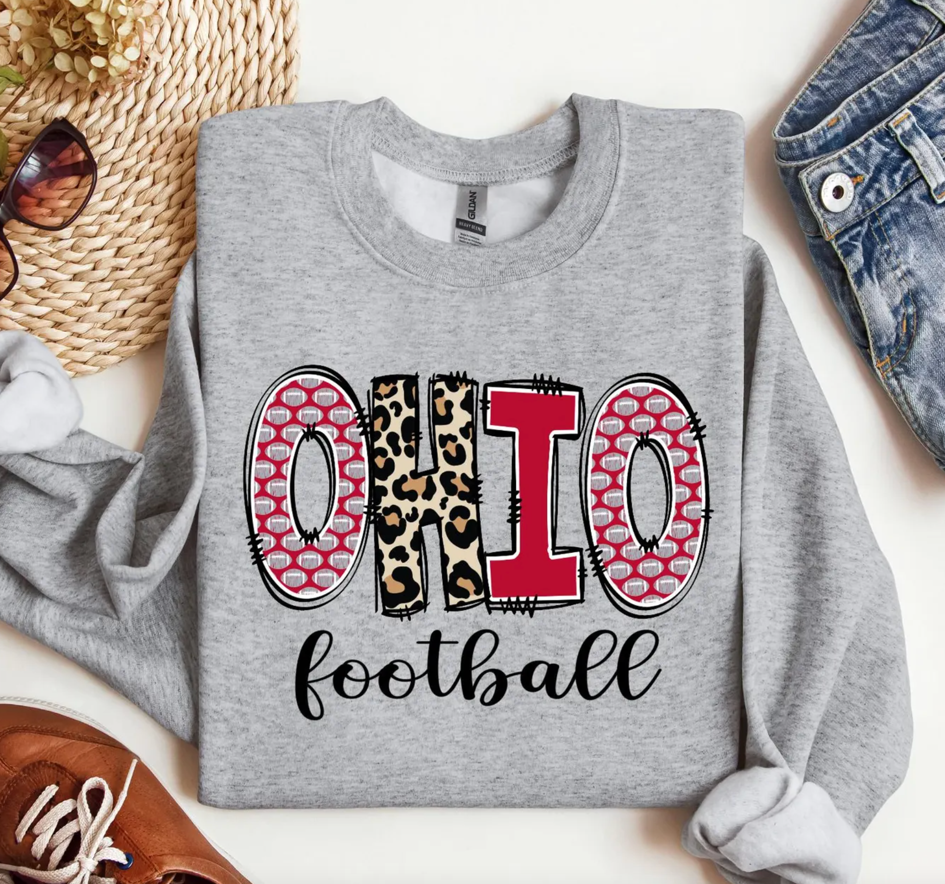 Leopard Ohio Football Tee or Sweatshirt