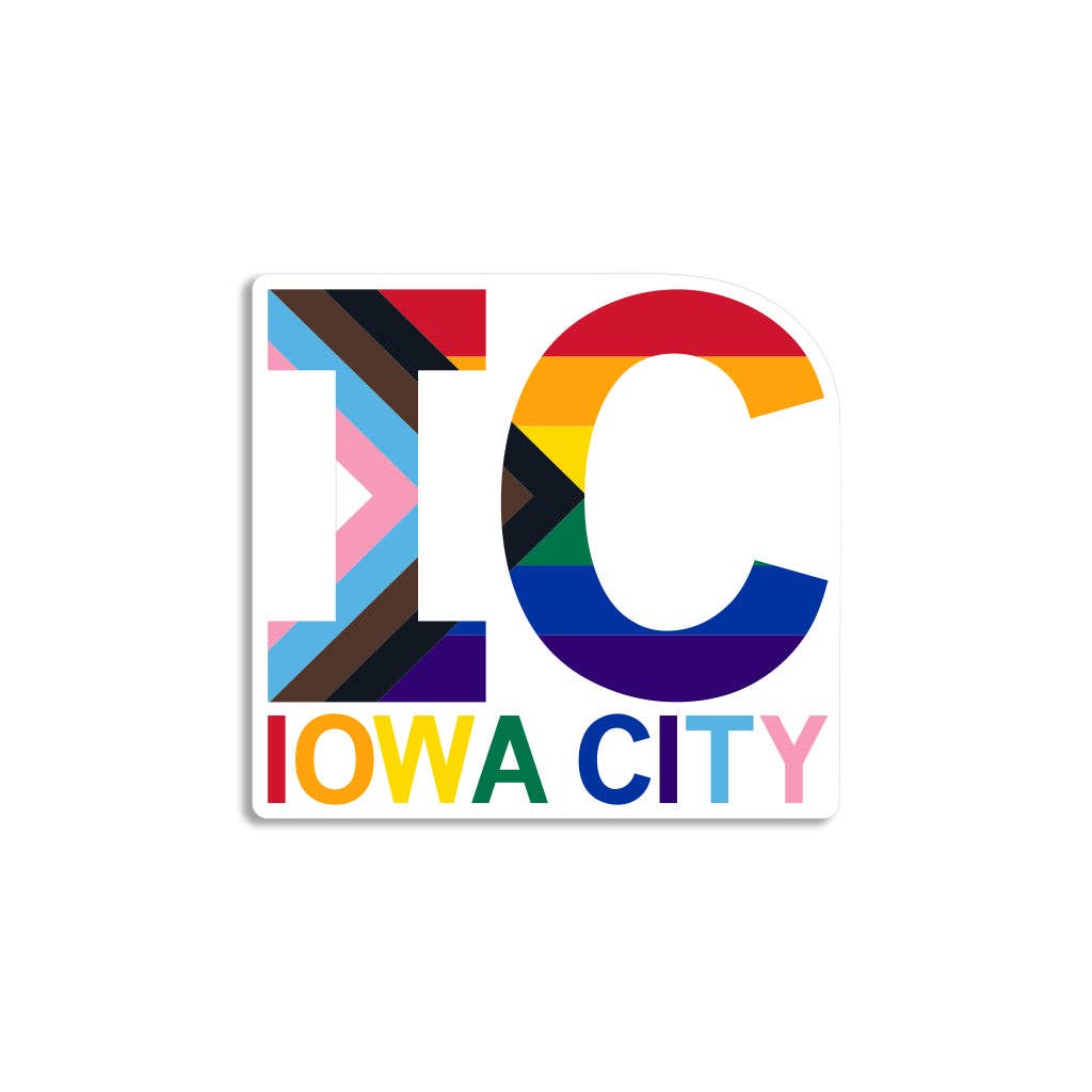 Ic Stacked Text Progress Pride Flag Die-Cut Sticker