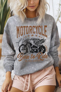 Born To Ride Motorcycle Mineral Graphic Brushed Sweatshirts