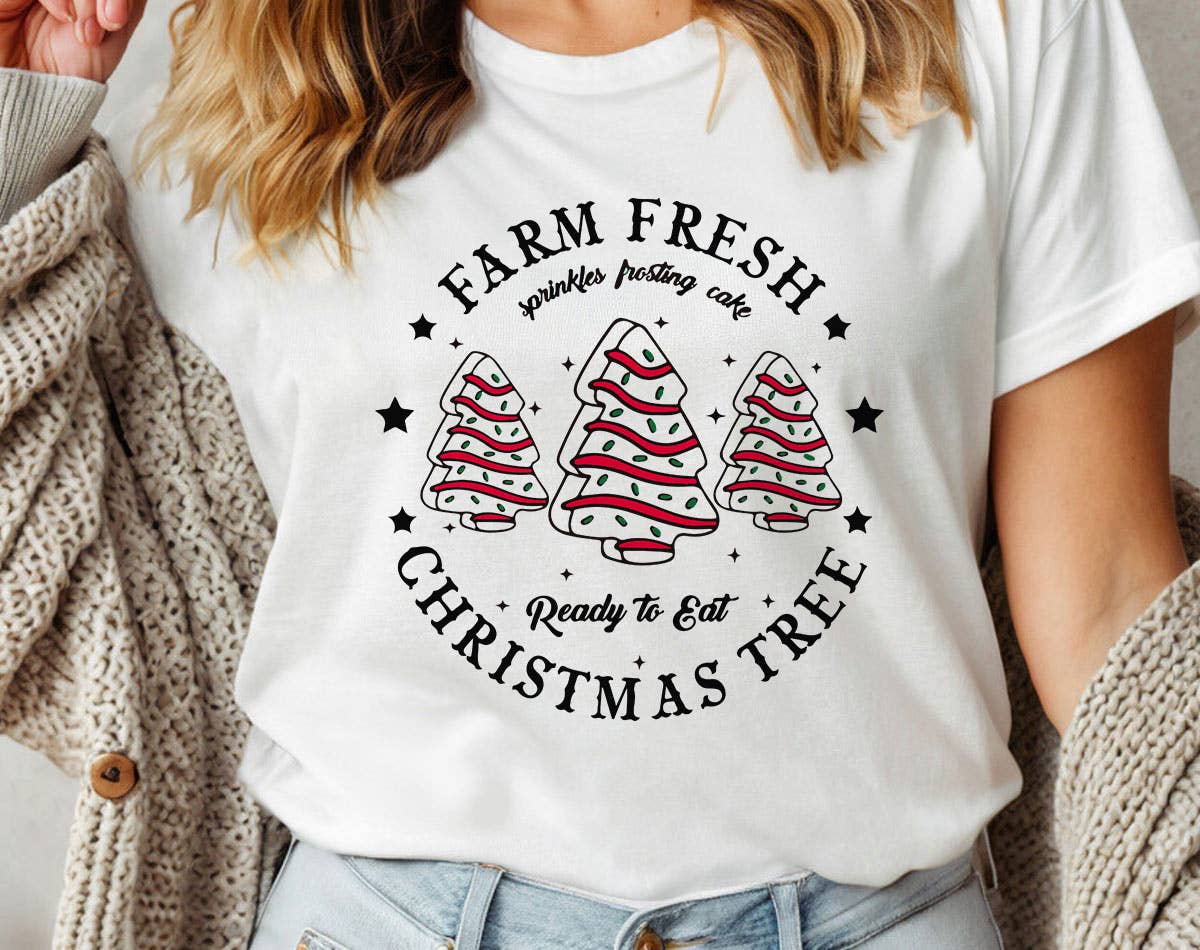 Farm Fresh Christmas Tree Cakes Funny Holiday T-Shirt