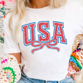 USA Coquette Bow July 4th Graphic T-Shirt | Gildan