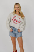 Ou Sooners Football Stencil Tie Off Shoulder Sweatshirt