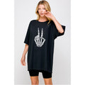 Skull Hand  Holoween Graphic Oversized Tee