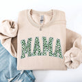 Mama, Leopard Print, St Patrick's Day, Shamrock Sweatshirt