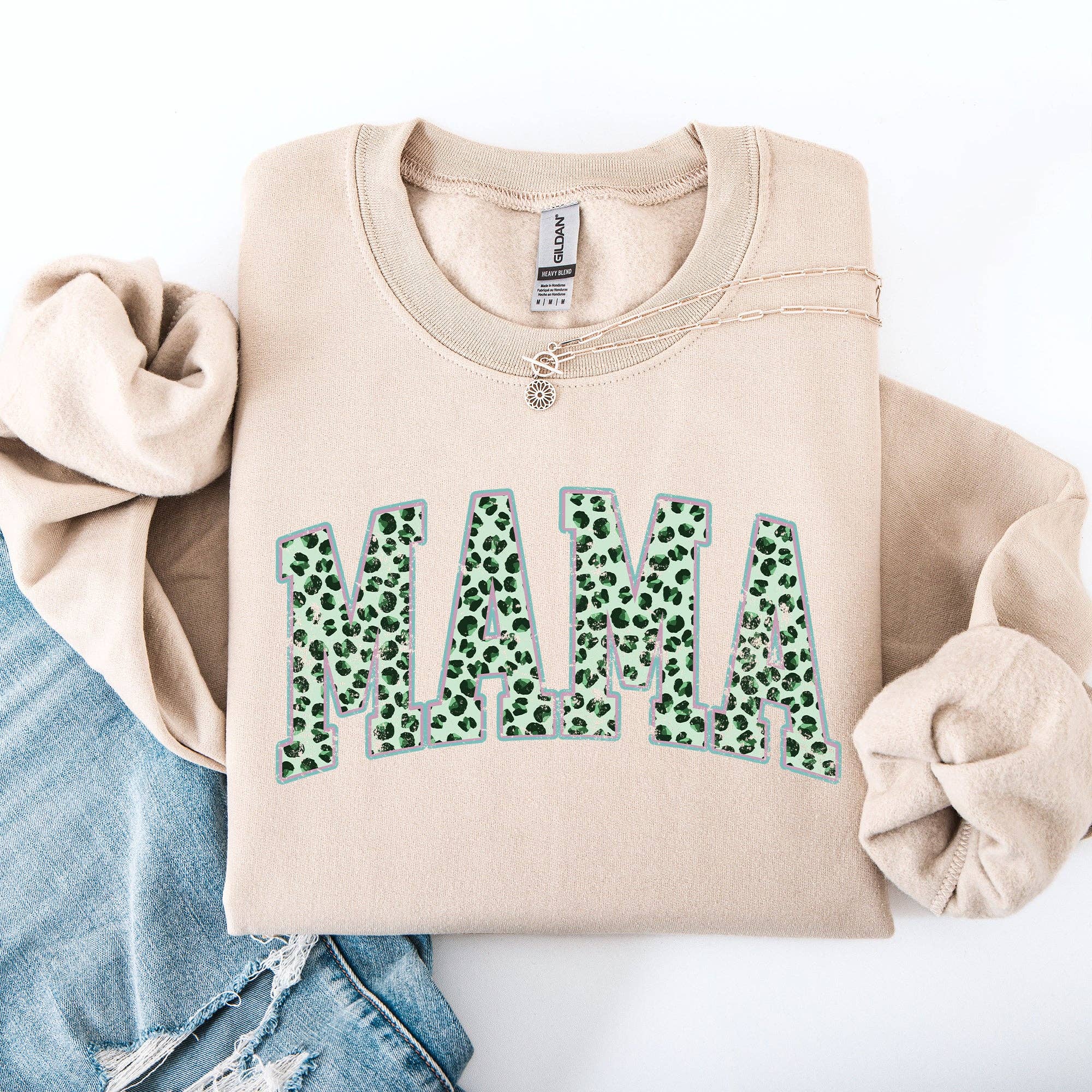 Mama, Leopard Print, St Patrick's Day, Shamrock Sweatshirt