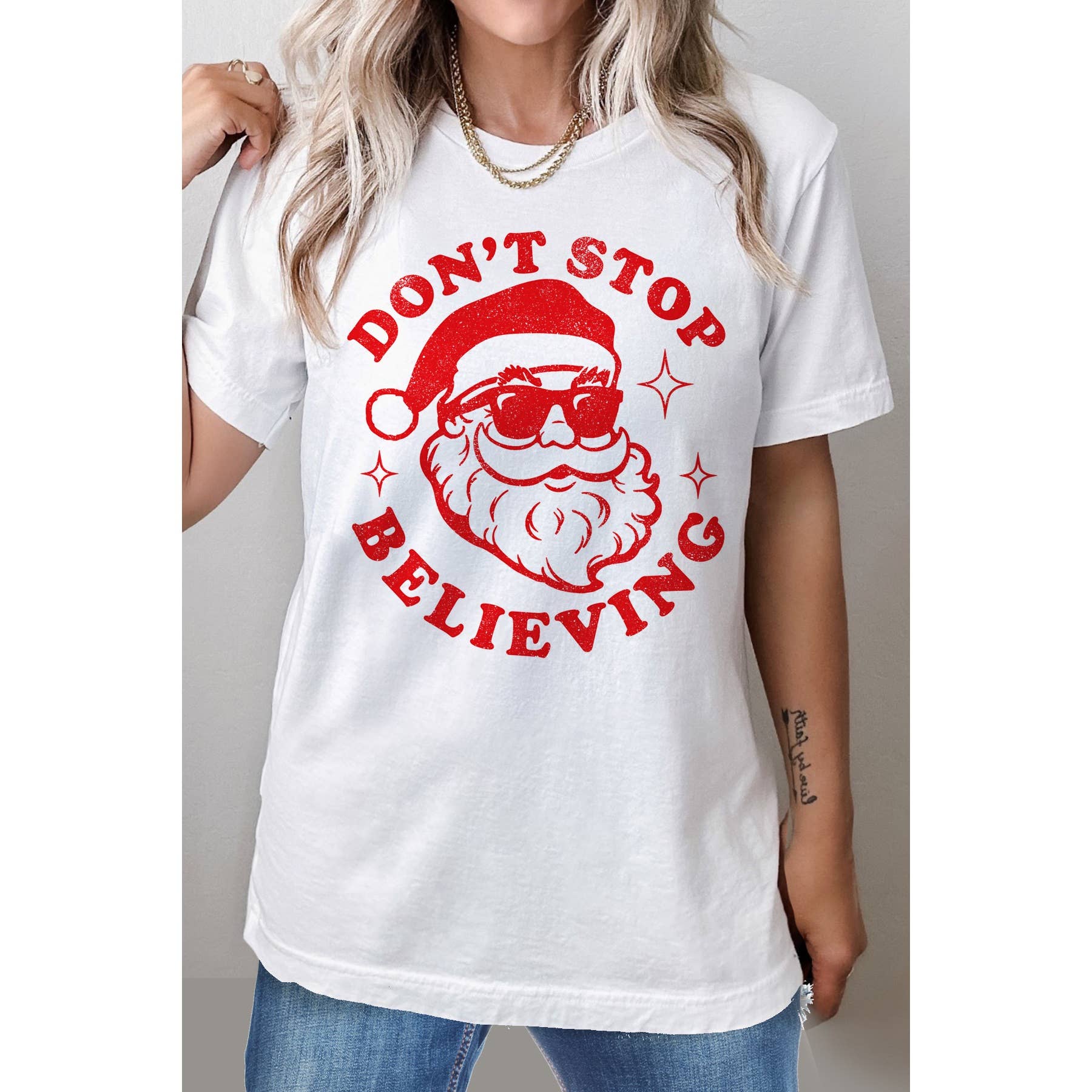 Santa Relaxed Fit Women's Screen Printed T-Shirt