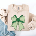 Vintage Bow, Coquette, St Patrick's Day, Shamrock Sweatshirt