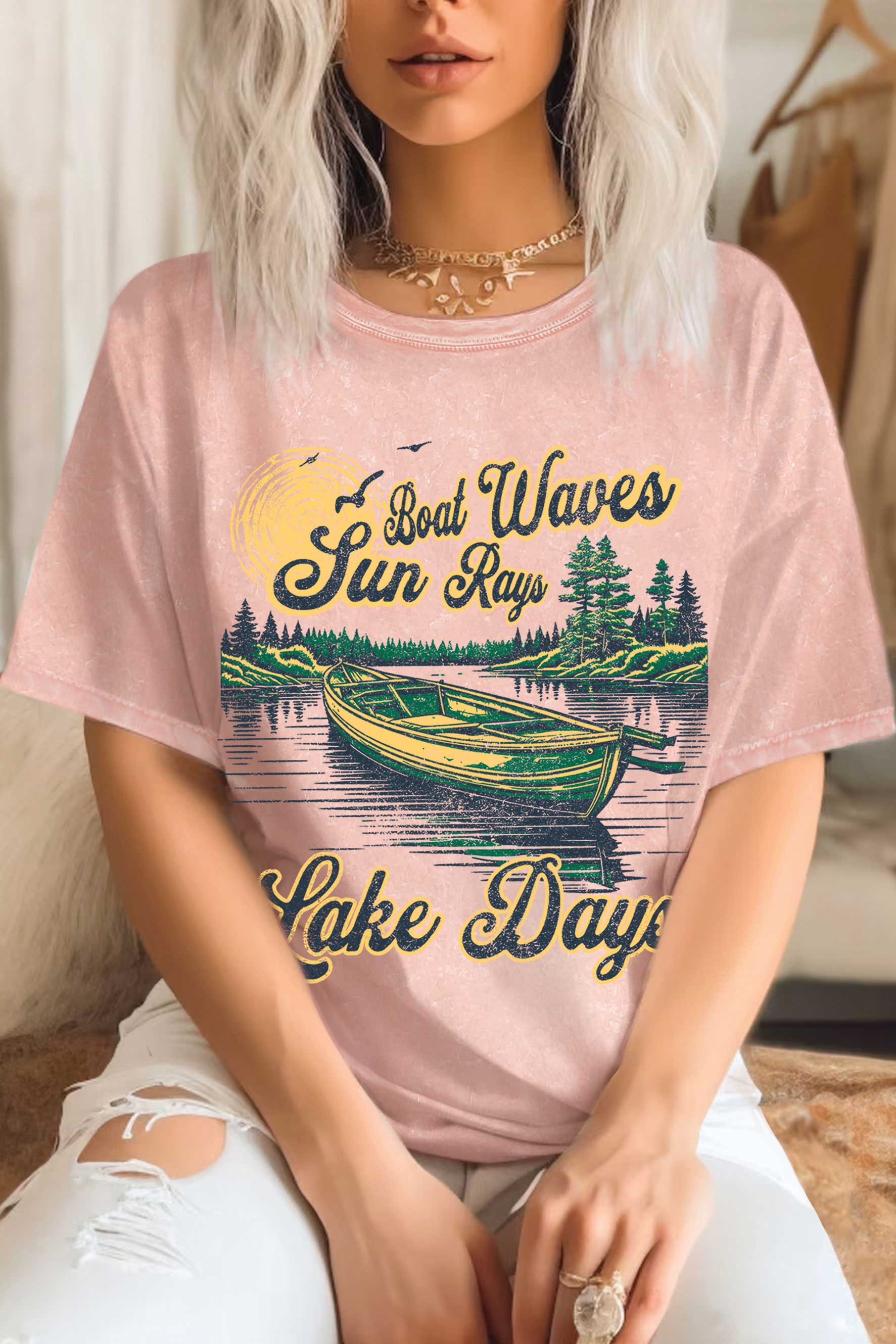 Boat Waves, Sun Rays, Lake Days Mineral Graphic Tshirts