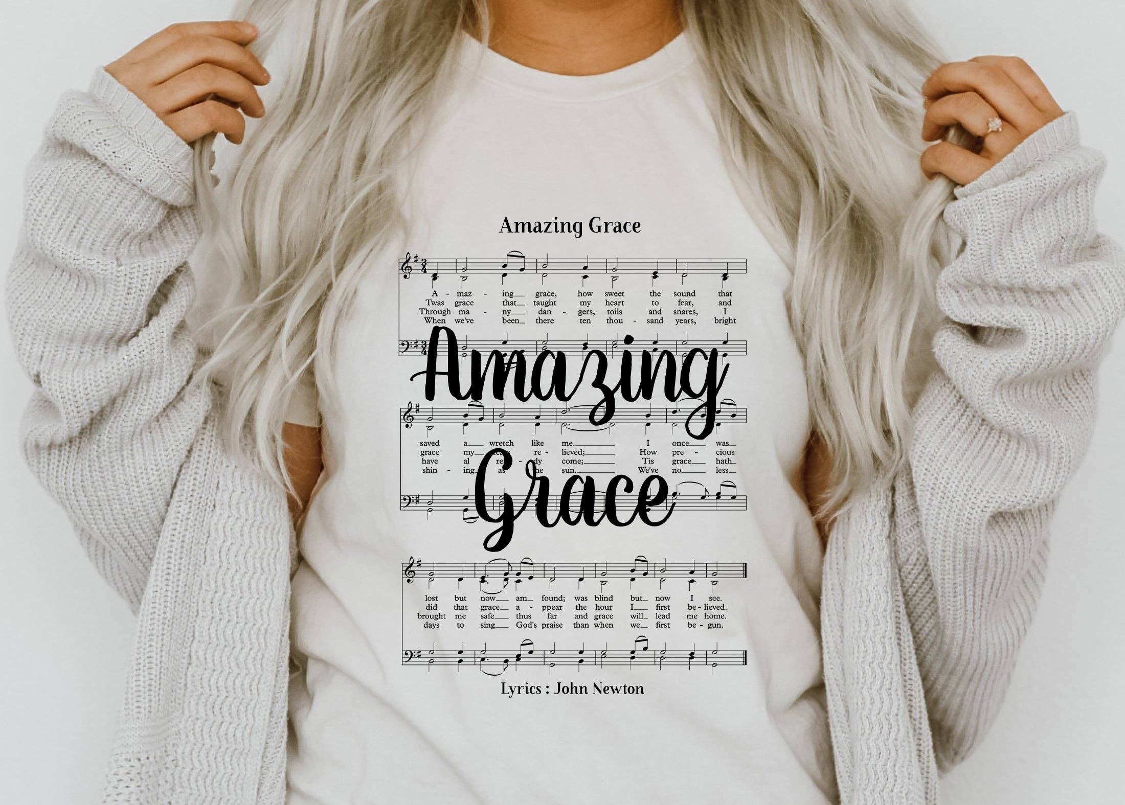 Amazing Grace Hymn T-Shirt - Black Ink