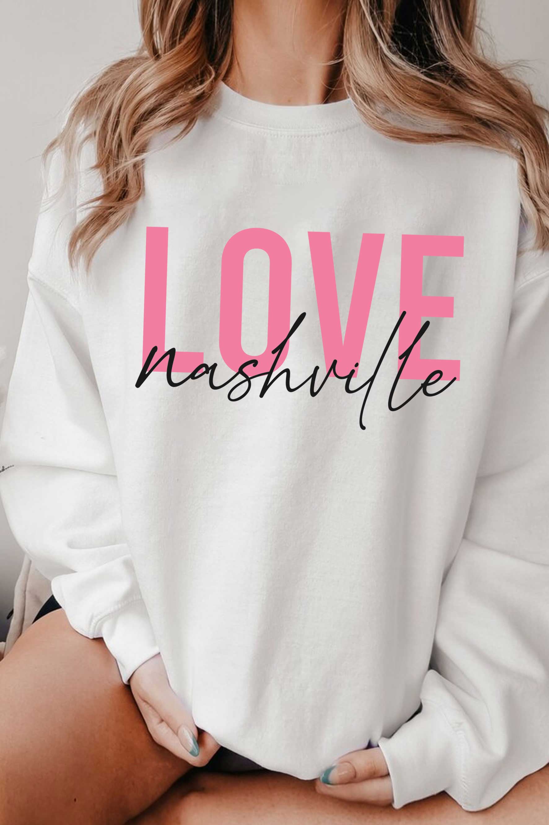 Love Nashville Puff Graphic Brushed Sweatshirts