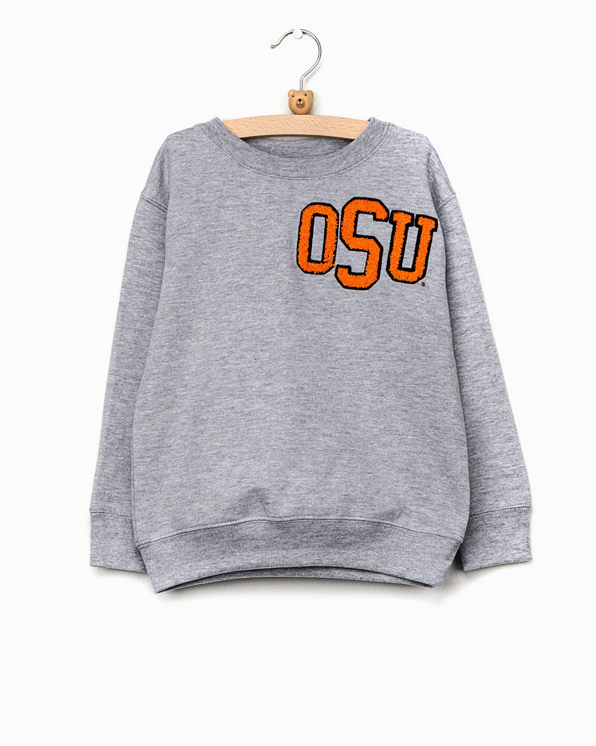 Children's Osu Cowboys Chenille Patch Gray Sweatshirt