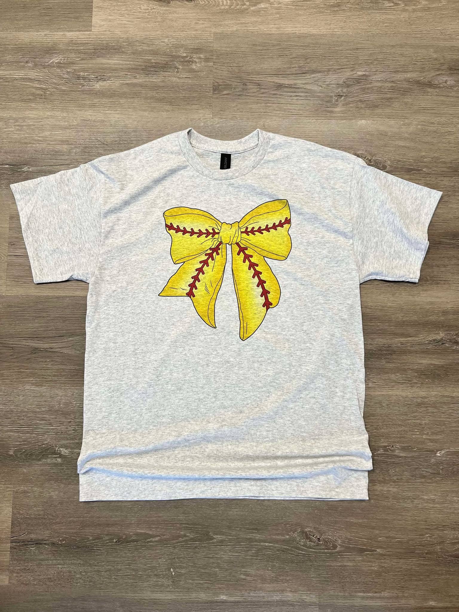 Softball Bow On Ash Tee