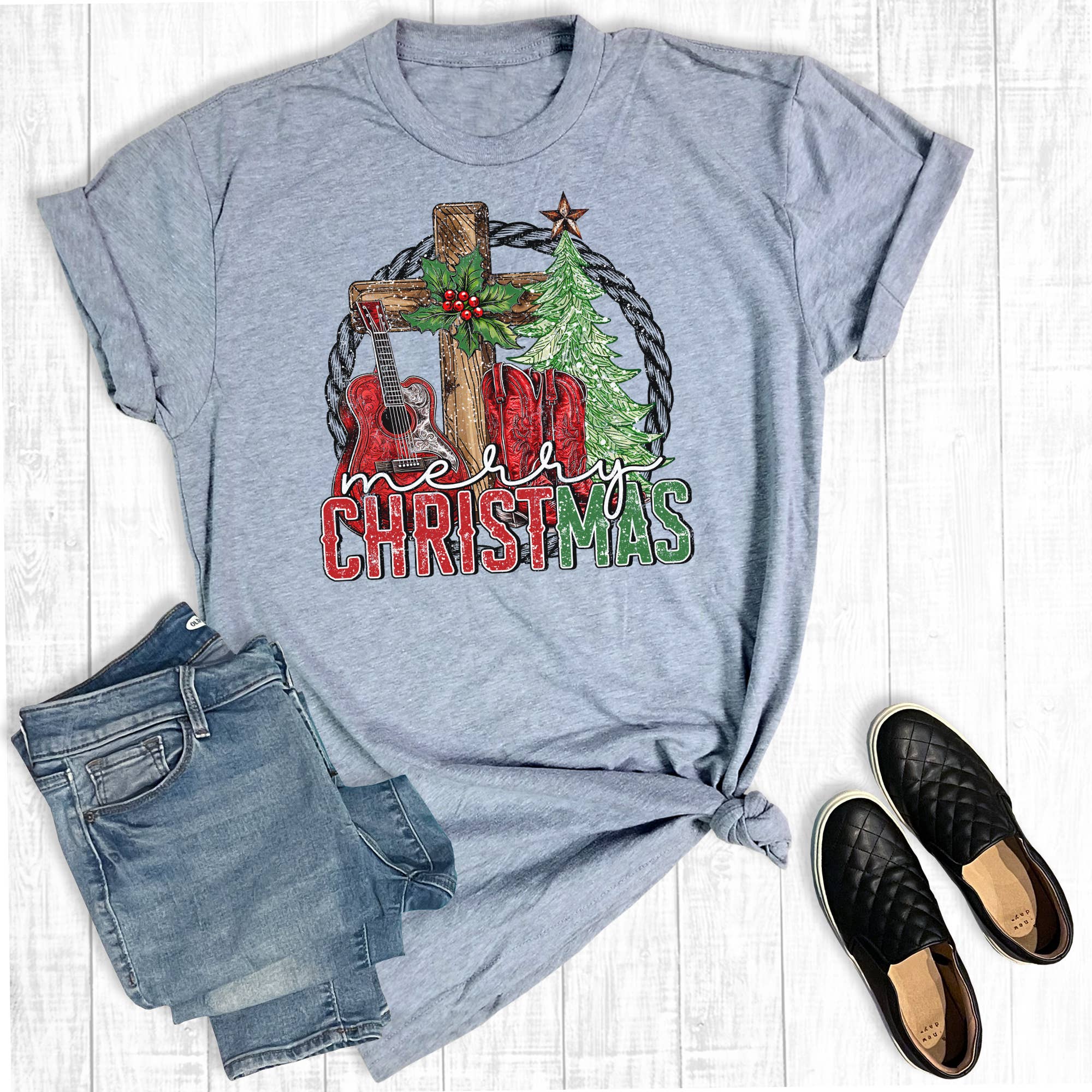 Western Rodeo Merry Christmas Graphic Tee