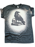 Raven + Skull + Book Gothic – Bleached Tee