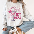 Glittery Cupid's Favorite Hot Mess, Funny, Love Sweatshirt