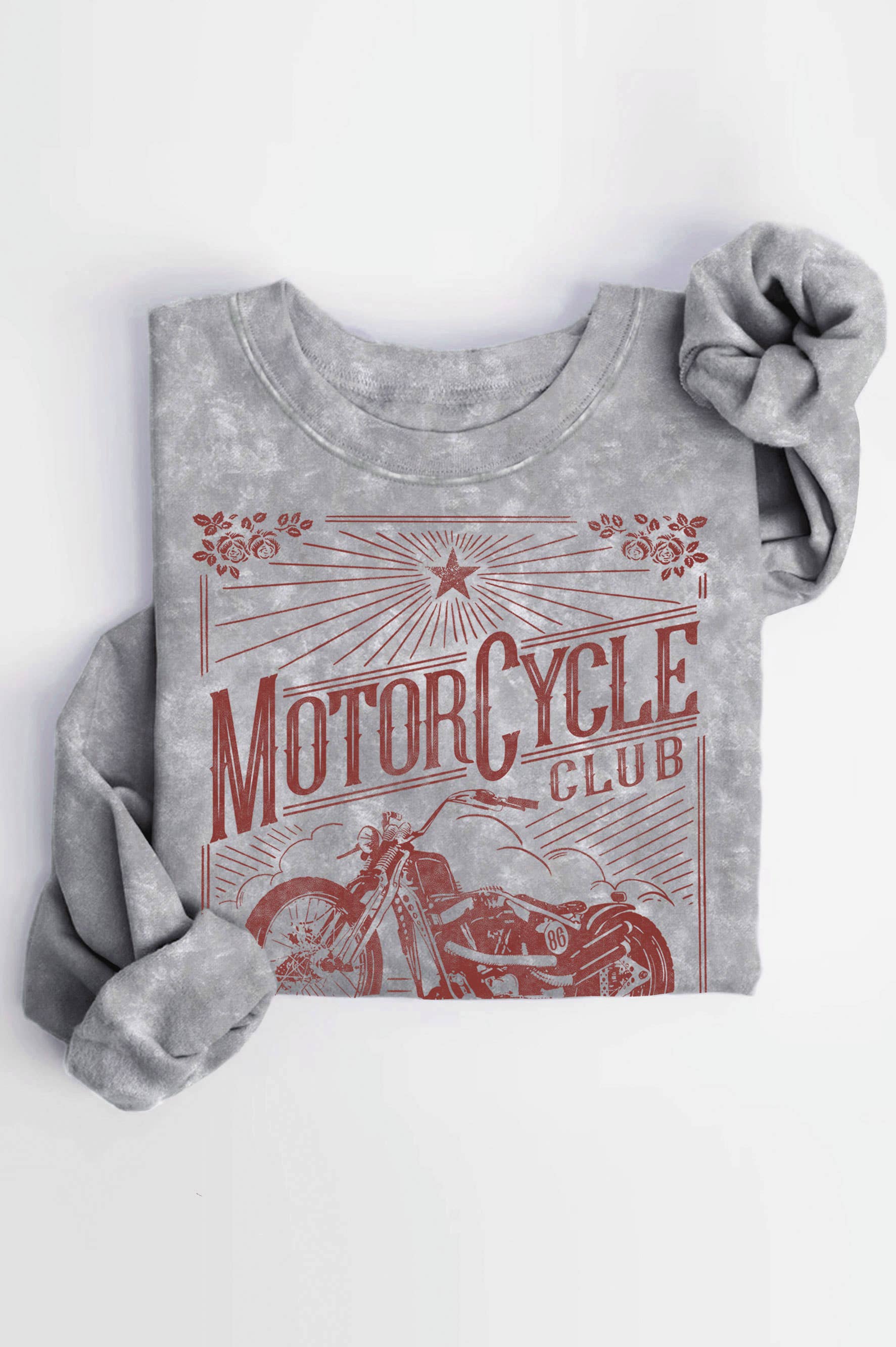 Motorcycle Club Graphic Mineral Brushed Sweatshirt