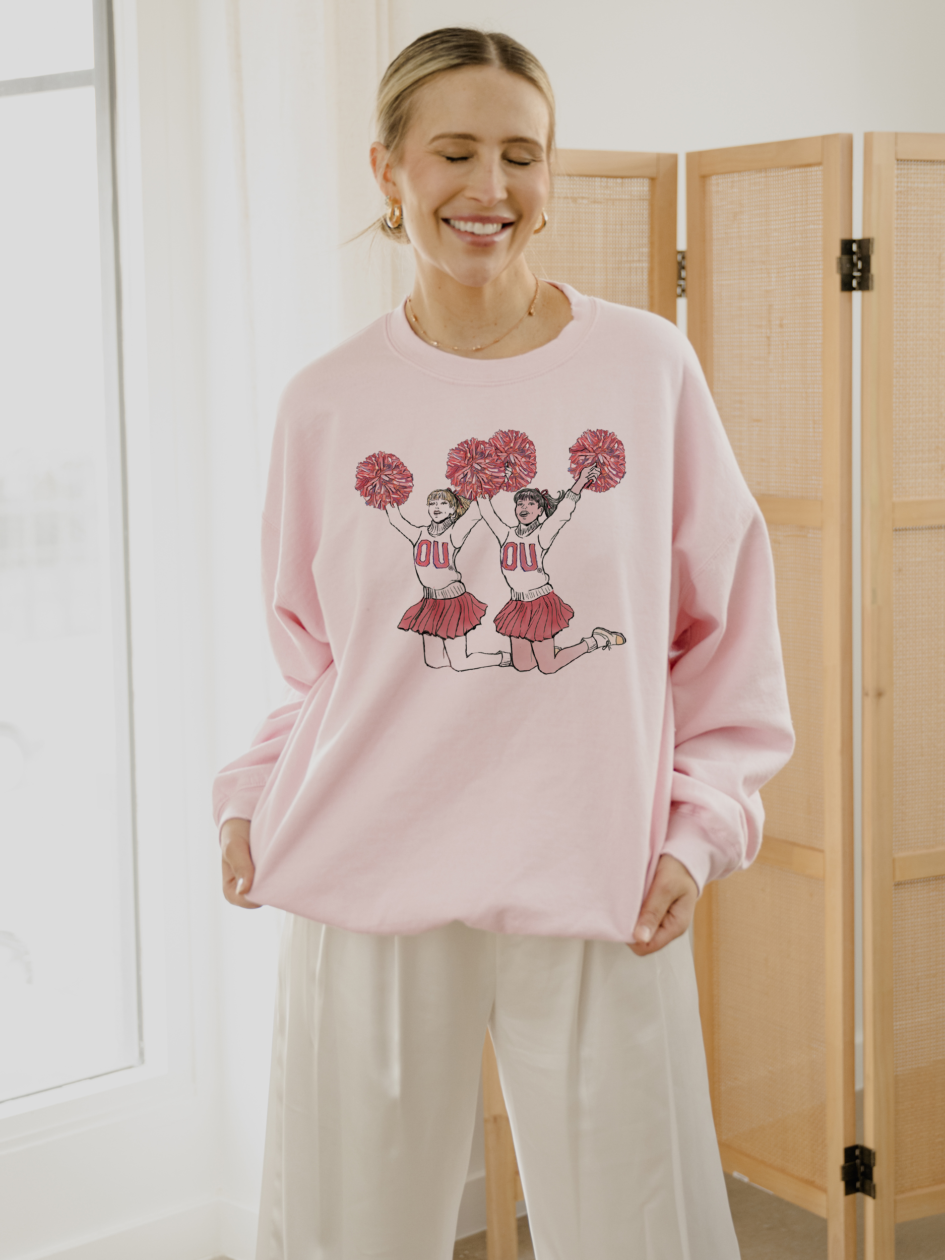 Ou Oklahoma Sooners Cheer Pink Sweatshirt
