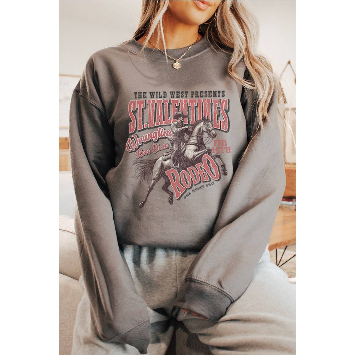Rodeo Cowboy Valentine  Graphic  Sweatshirts