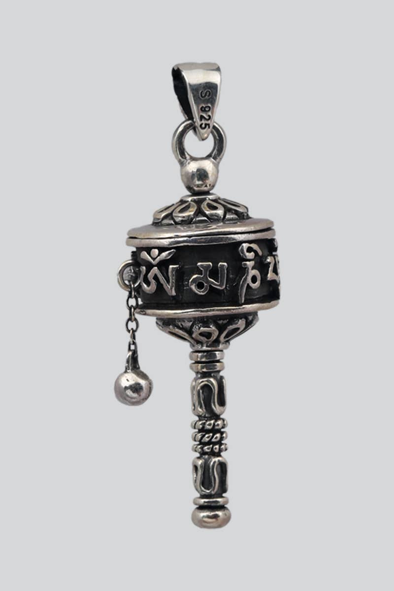 Prayer-Wheel Sterling Silver Pendant (ER-346)