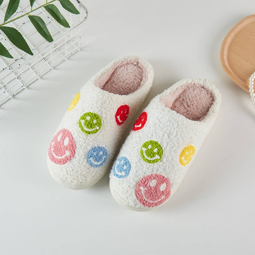 Multi Color Happy Face Soft Home Slippers