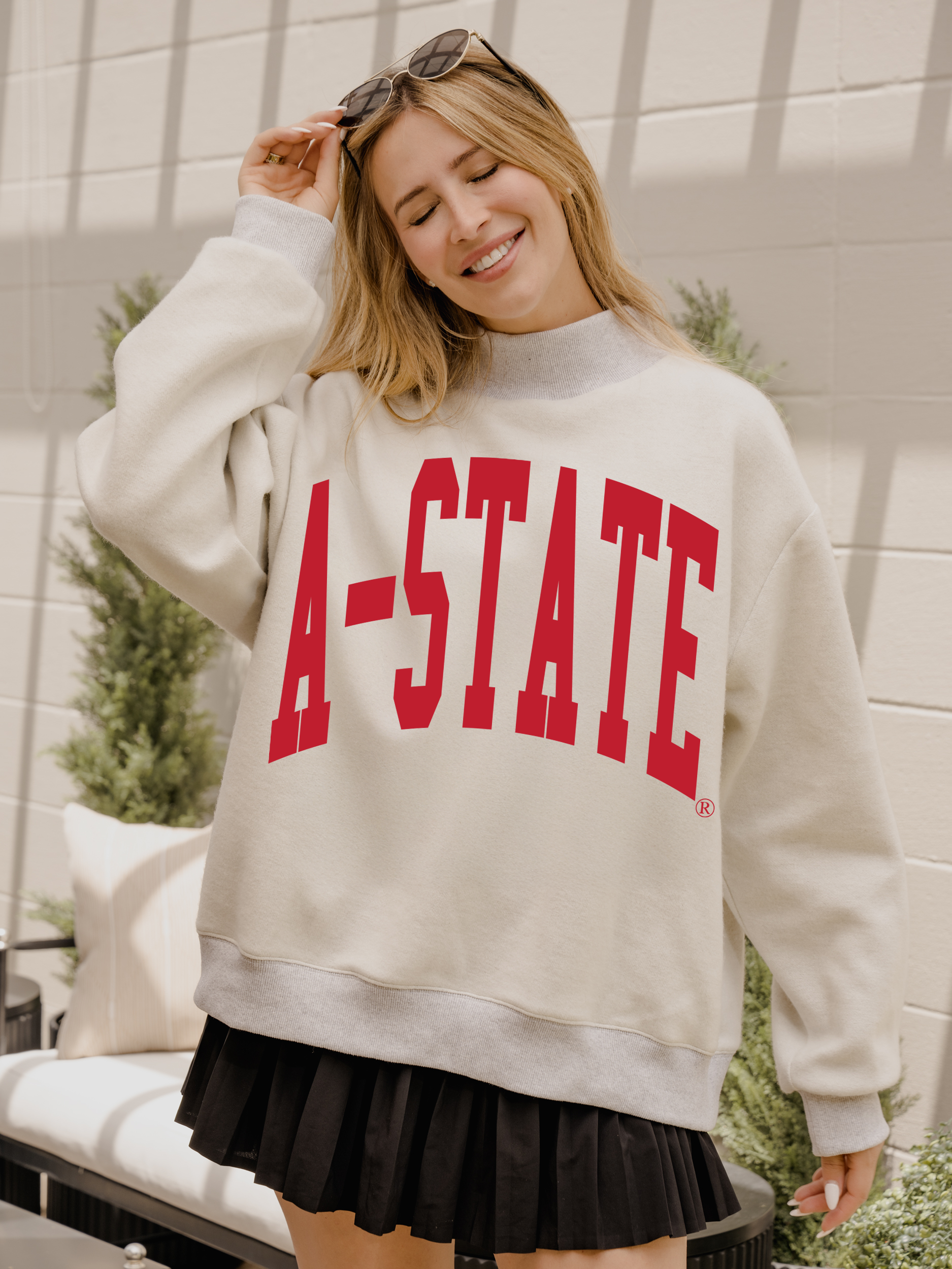 Arkansas State Tall Boy Gr Reversible Mock Neck Sweatshirt
