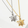 18K Gold White Gold Dipped Sea Turtle Necklace