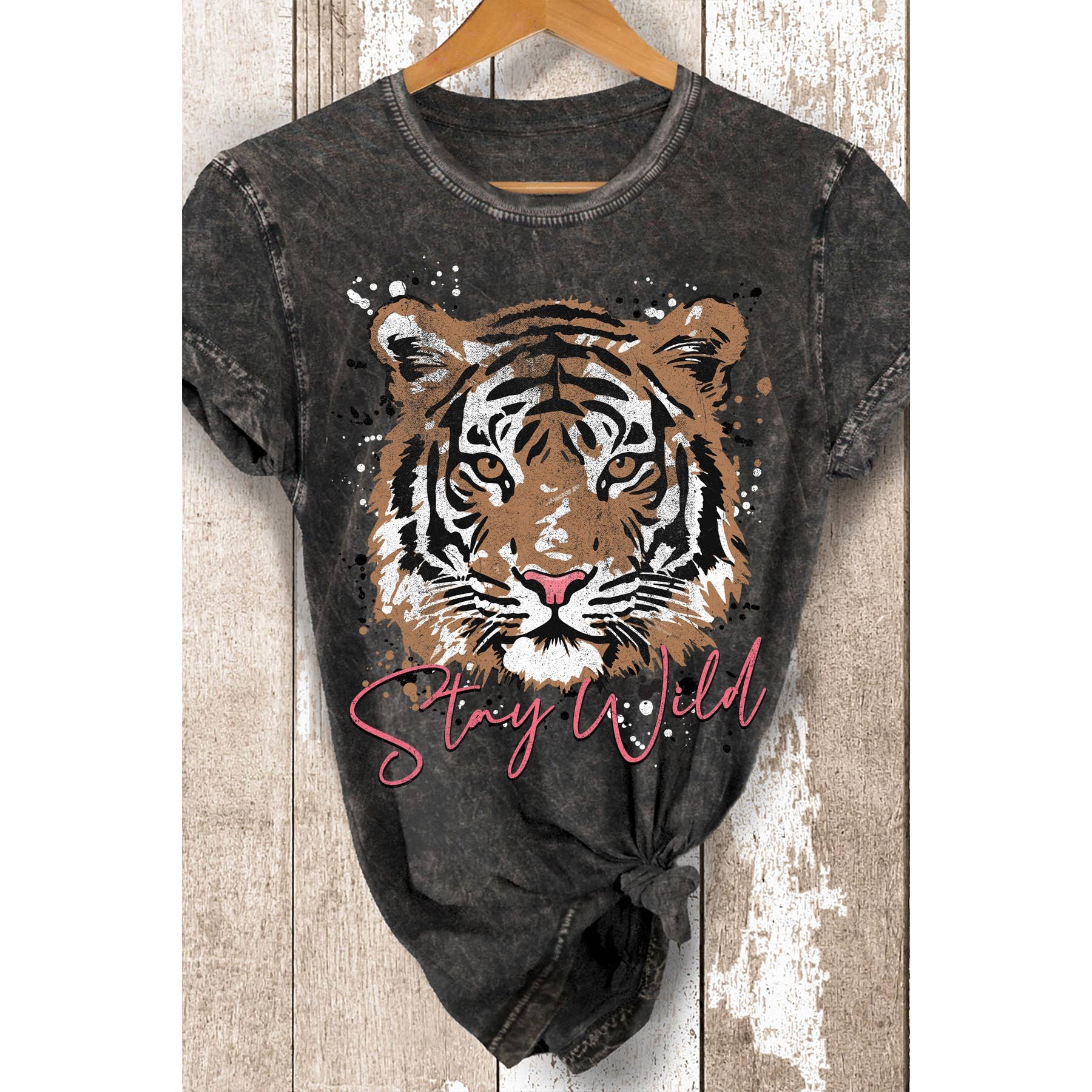 Tiger-Stay Wild Mineral Wash T Shirt