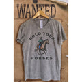 Hold Your Horses Weatern Vintage  Mineral Wash  Graphic  Tee