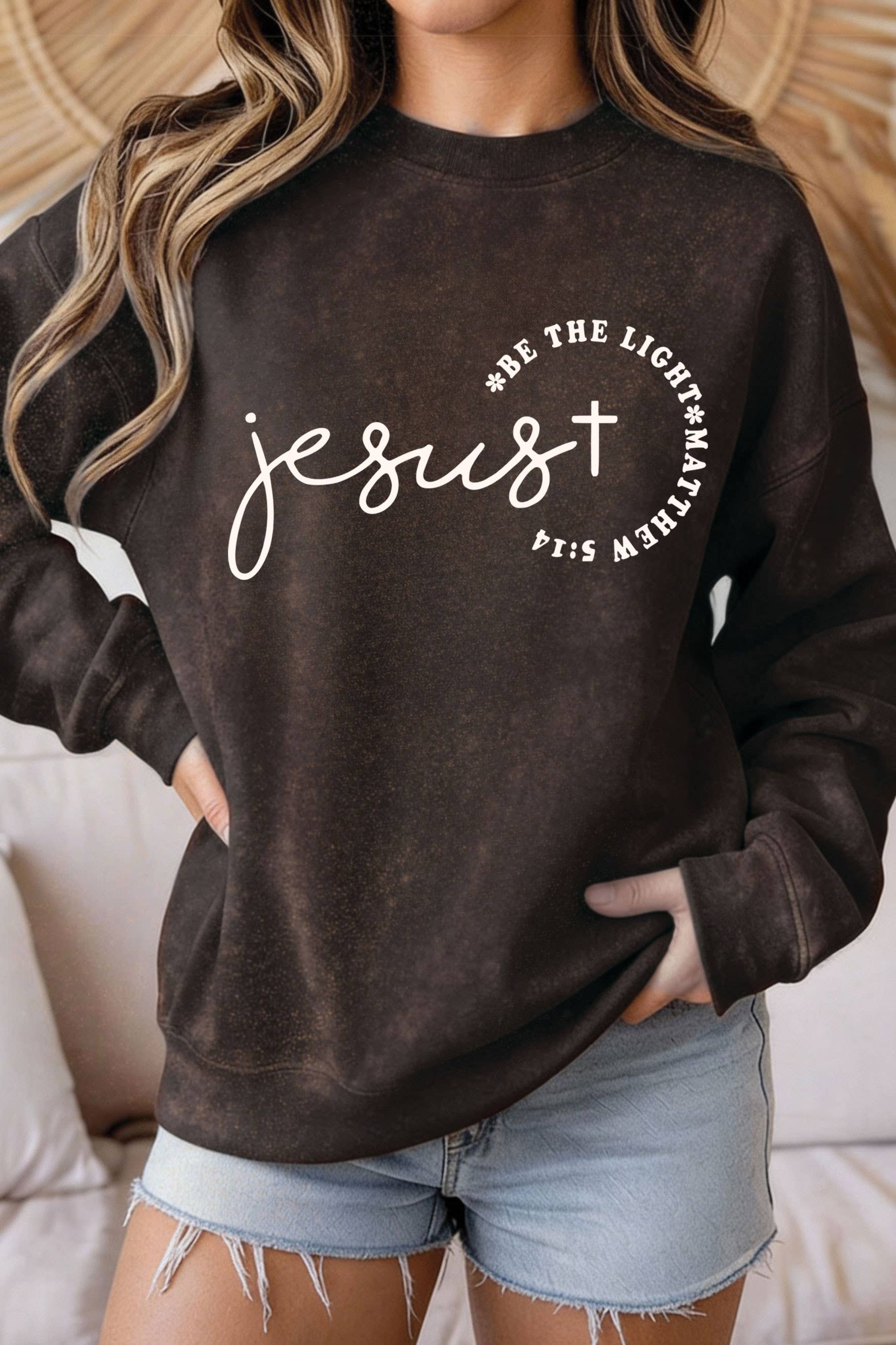 Jesus Be the Good Mineral Graphic Terry Sweatshirts