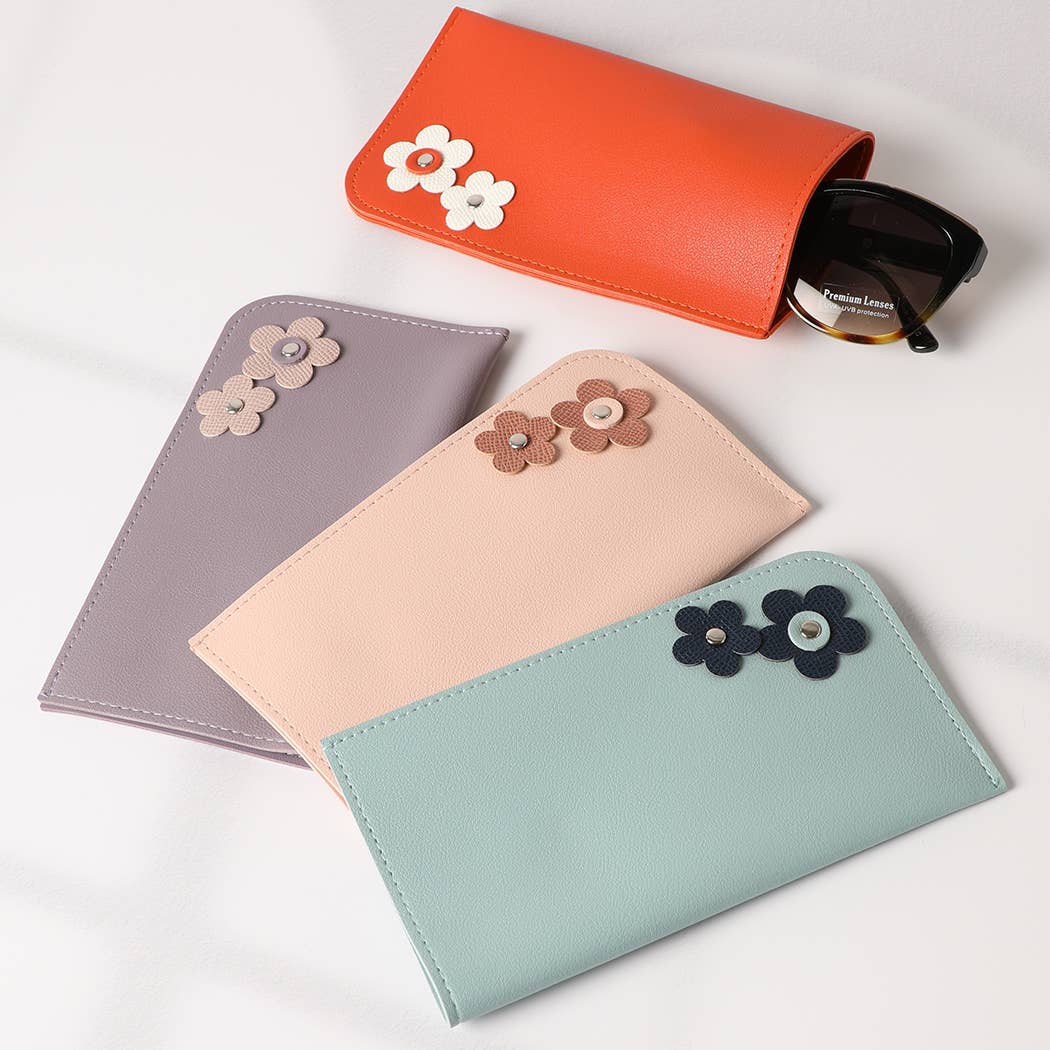 Flower Patch Leather Eyeglasses Sunglasses Pouch