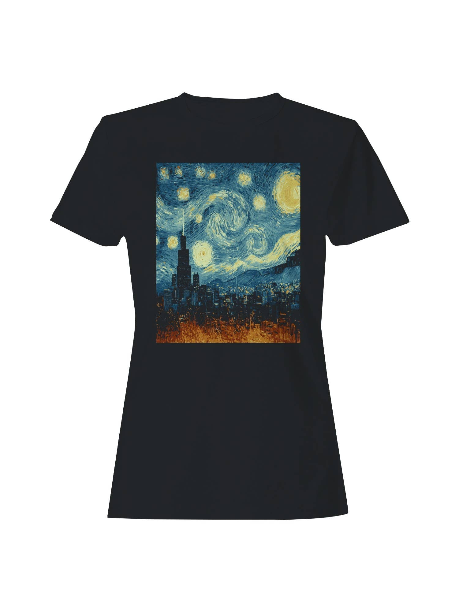 Starry Skyline Cityscape Art Women's T-Shirt
